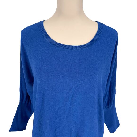 a.n.a A New Approach Pullover Sweater Women’s XL Blue Ribbed Knit 3/4 Sleeve GUC - Picture 3 of 14